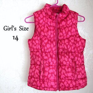 GIRL'S PUFFER VEST, 14, PINK  OLD NAVY ZIP FRONT w POCKETS, COZY LINING